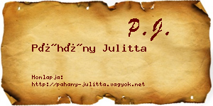 Páhány Julitta névjegykártya